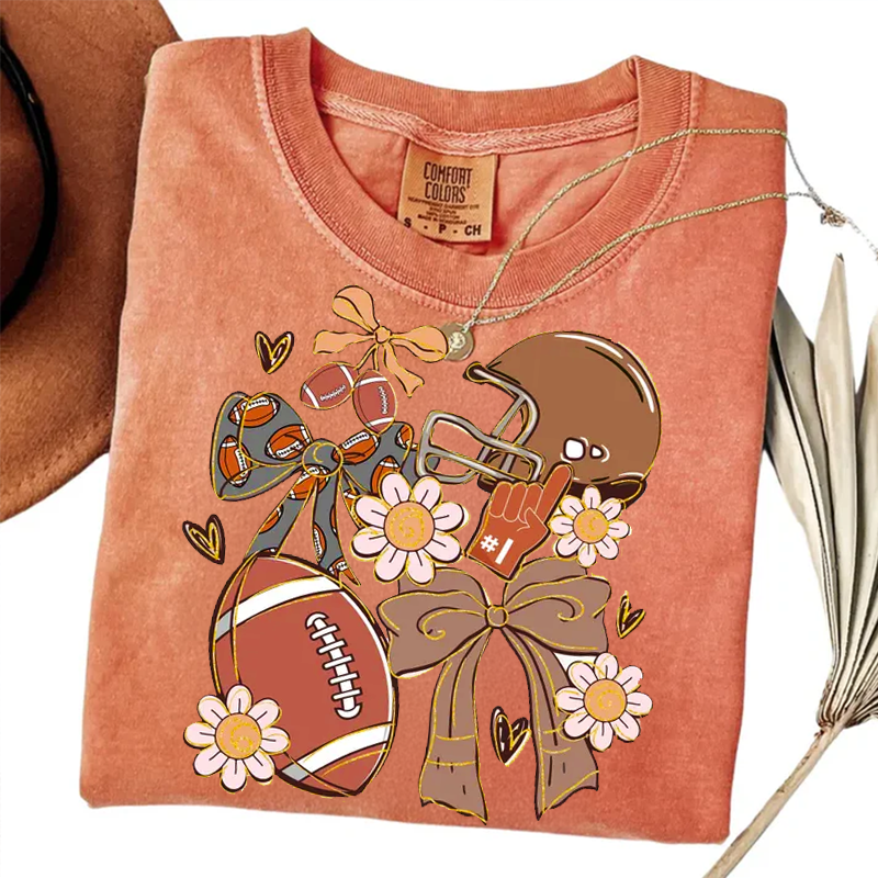 Game Day Football Coquette Retro T-shirt