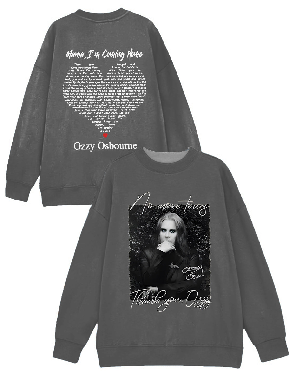 In Memory of Ozzy Osbourne Printed Long Sleeve Casual Top