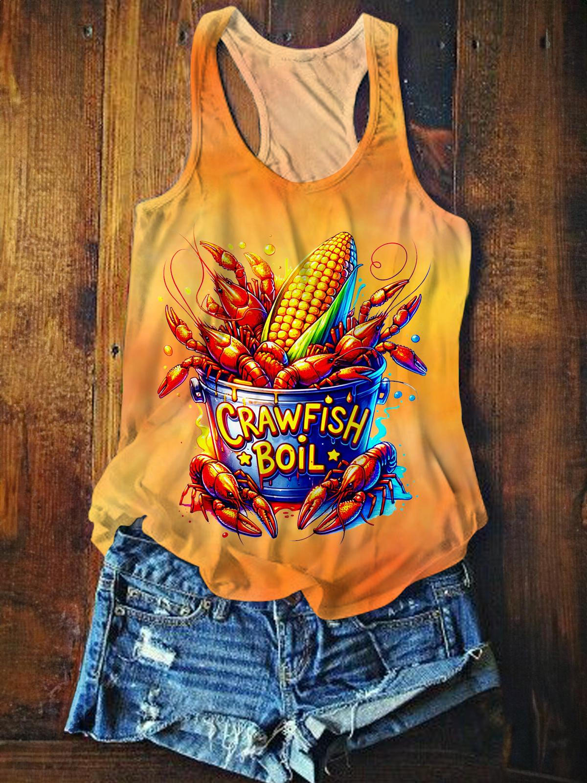 크로피쉬 보일 프린트 캐주얼 탱크탑