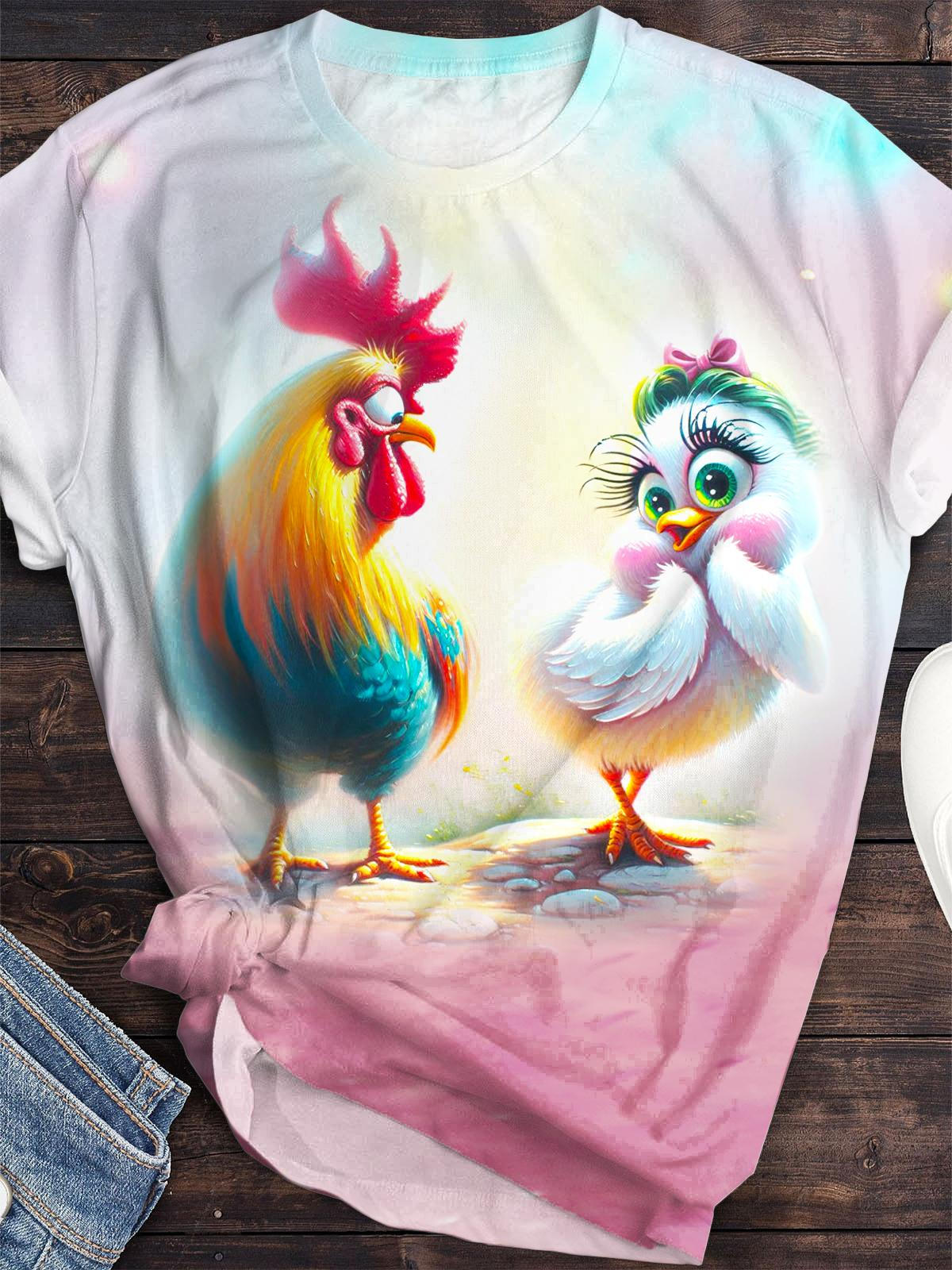 Lustiges süßes Hühner-T-Shirt mit Rundhalsausschnitt