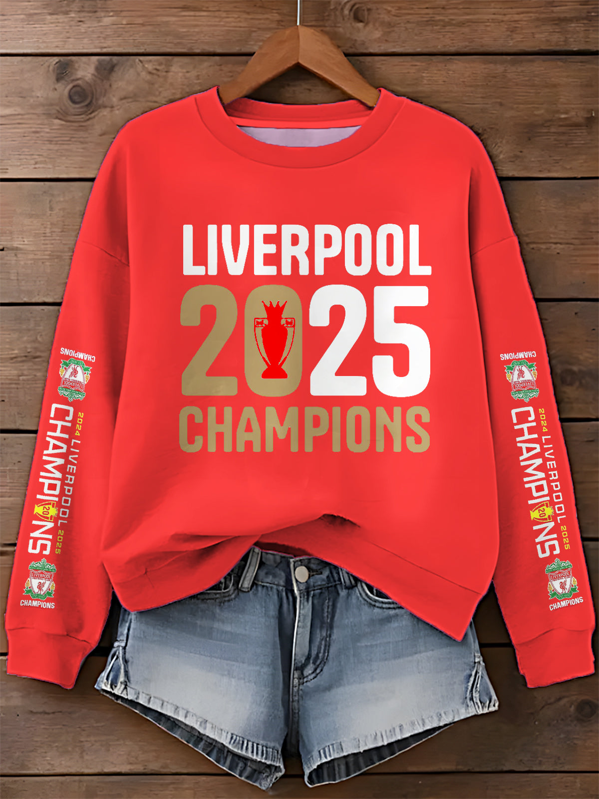 Liverpool FC Champions Printed Long Sleeve Casual Top