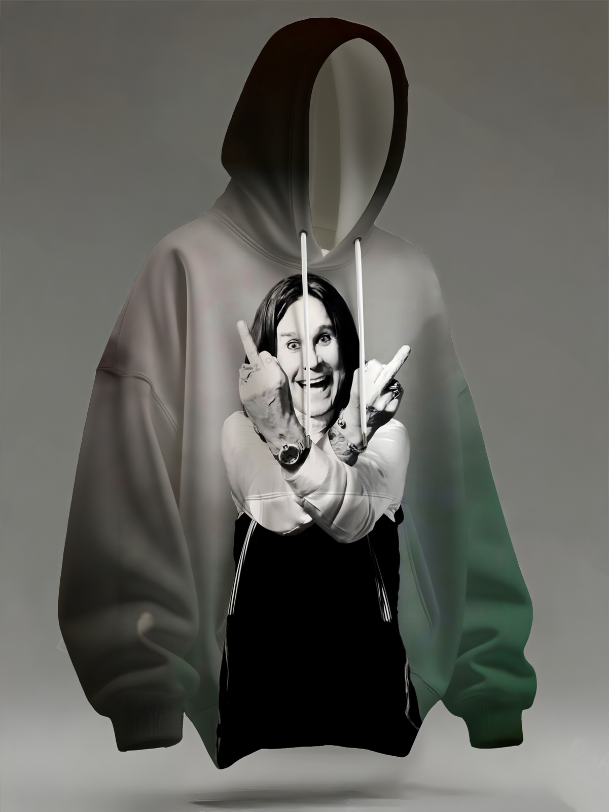 Unisex Ozzy Osbourne Long Sleeve Hooded Pocket Sweatshirt
