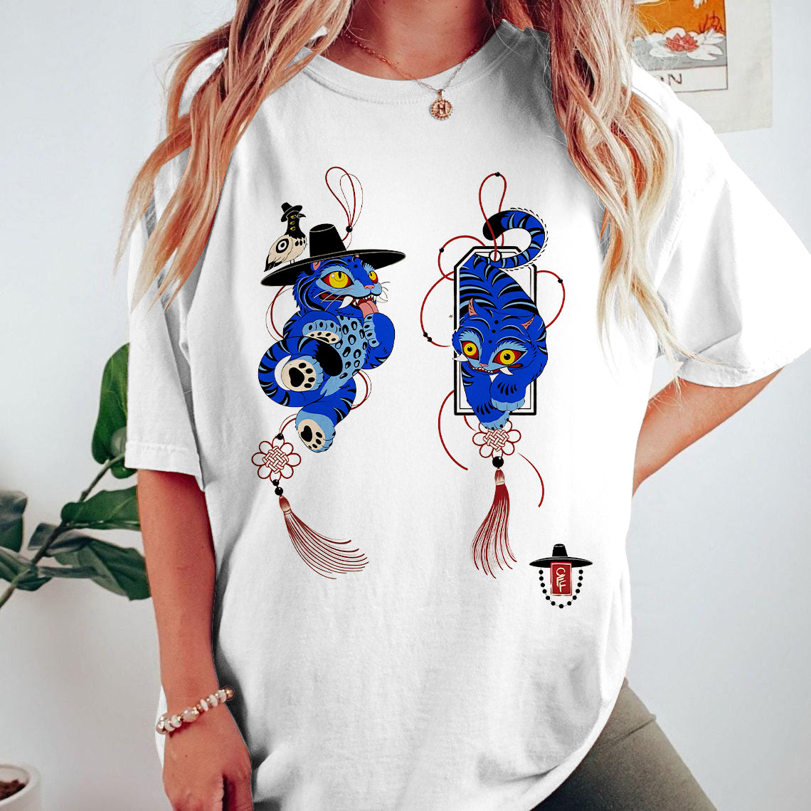 Demon Cat Derpy Crew Neck T-shirt