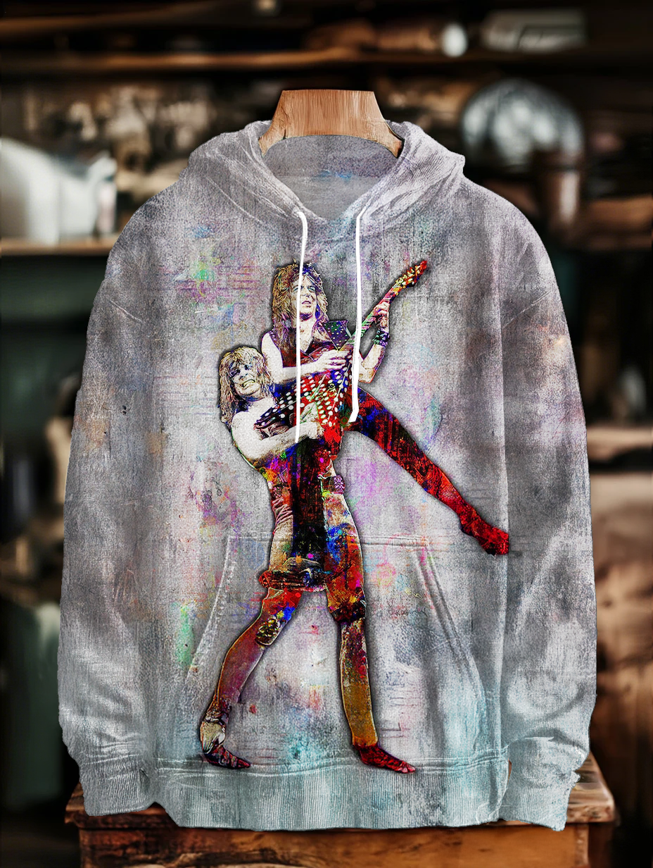 Digital Randy Rhoads and Ozzy Osbourne Unisex Long Sleeve Hooded Pocket Sweatshirt