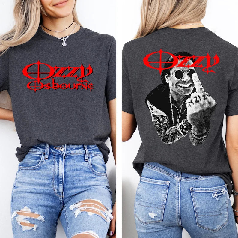 "No More Tour" Rock Icon Tribute Print Crew Neck T-shirt