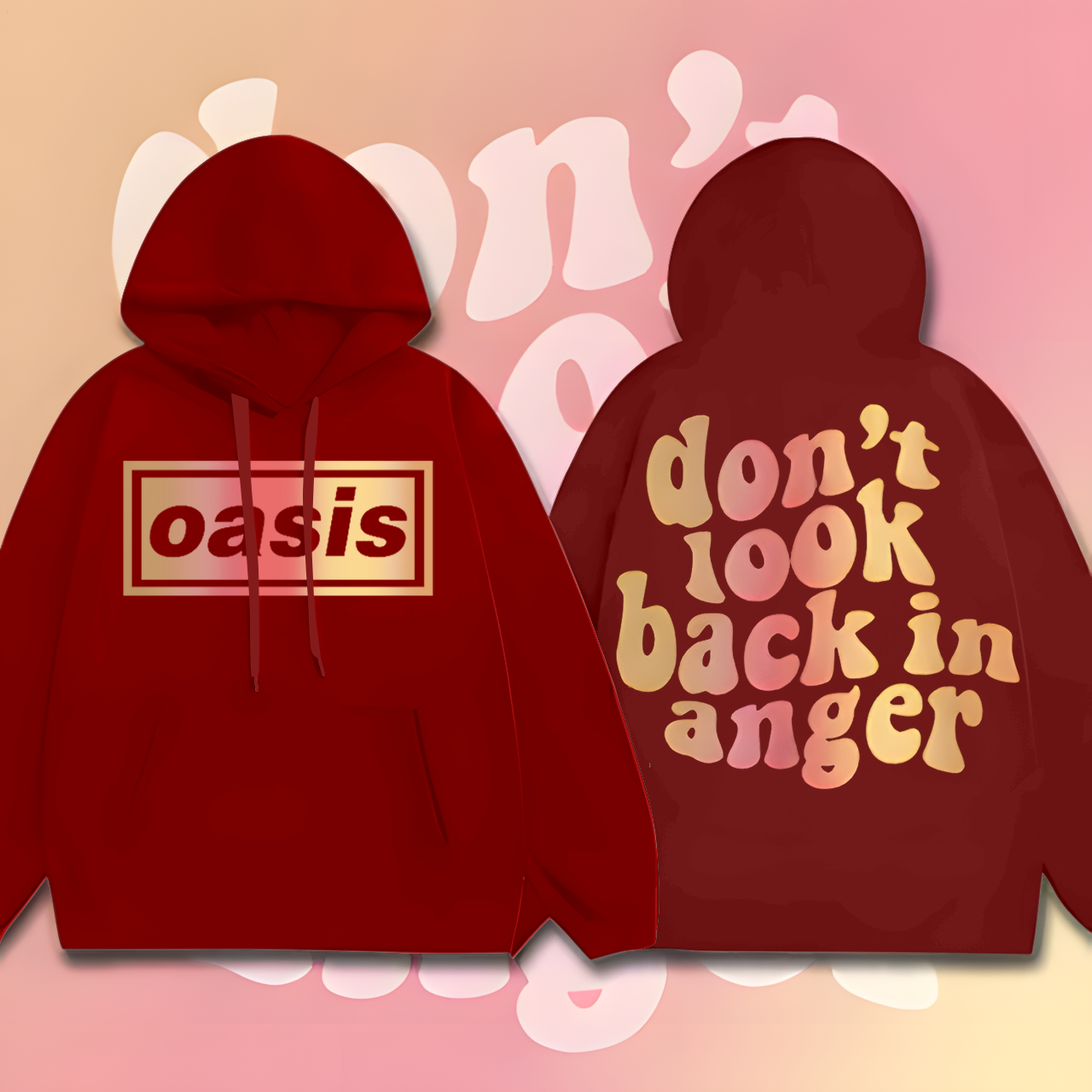 Oasis Music Fans Loose Fit Hooded Sweatshirt With Pockets