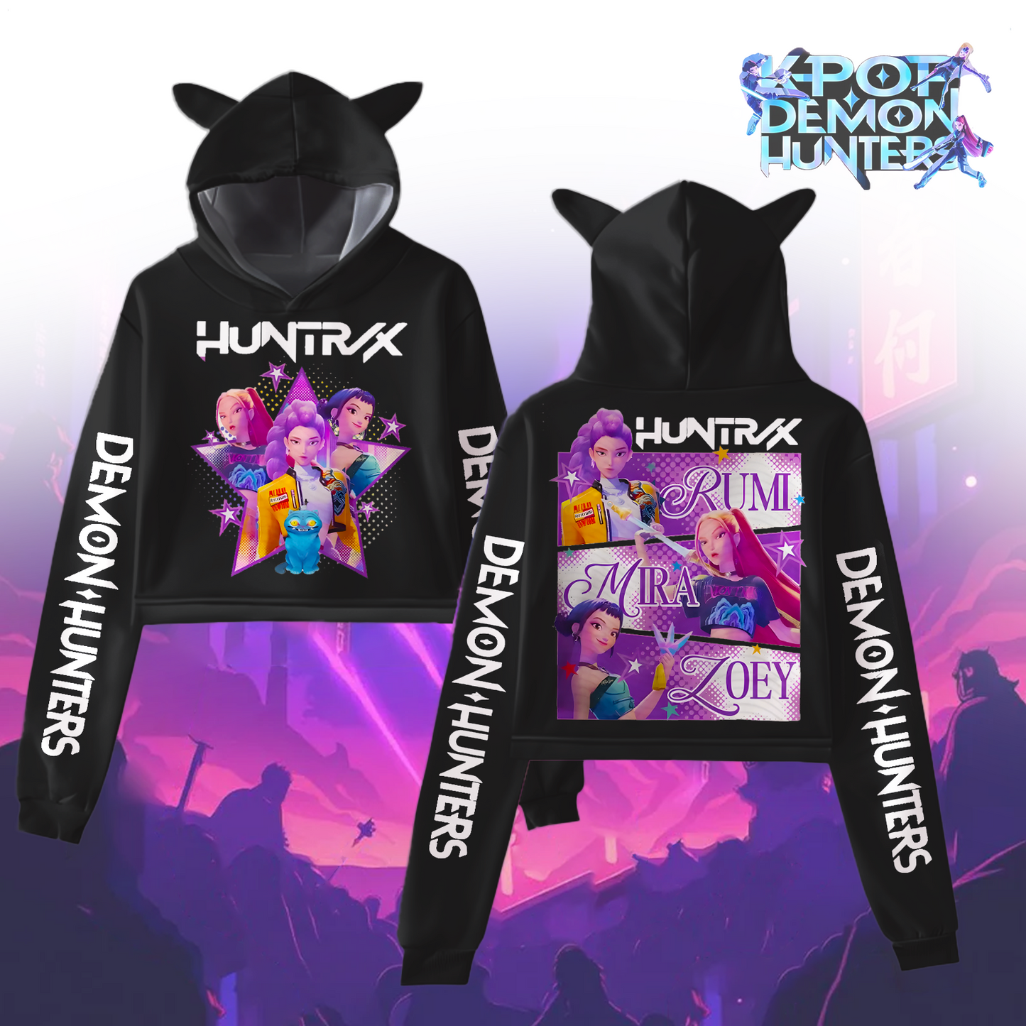 Kpop Demon Hunters Fur Rabbit Long Sleeve Hoodie
