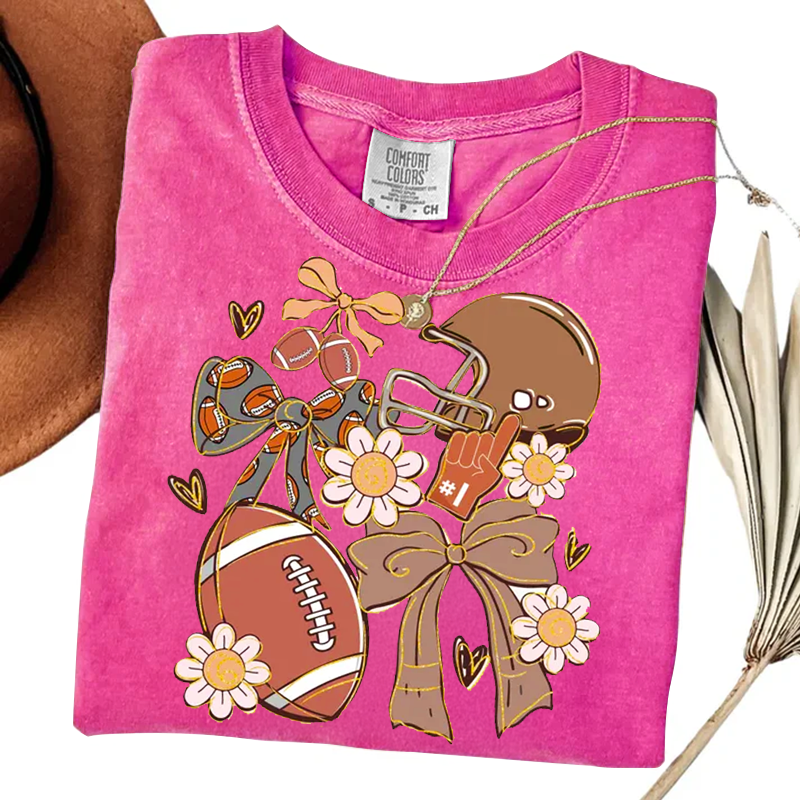 Game Day Football Coquette Retro T-shirt