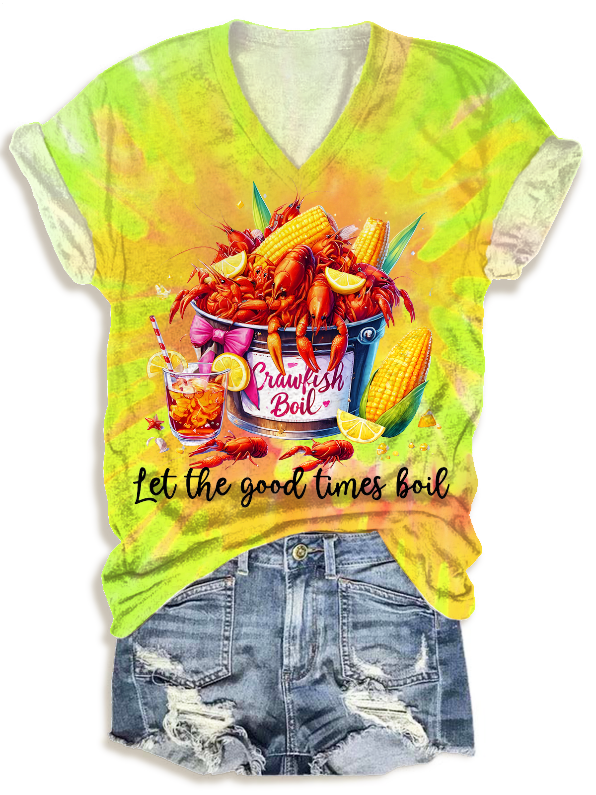Crawfish Watercolor V-neck T-Shirt