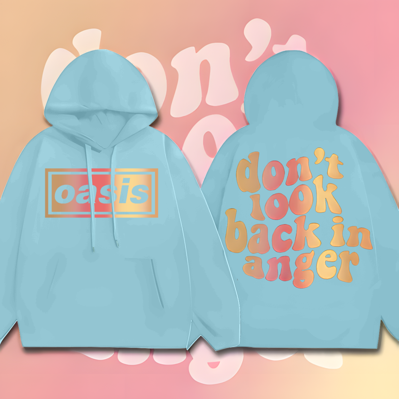 Oasis Music Fans Loose Fit Hooded Sweatshirt With Pockets