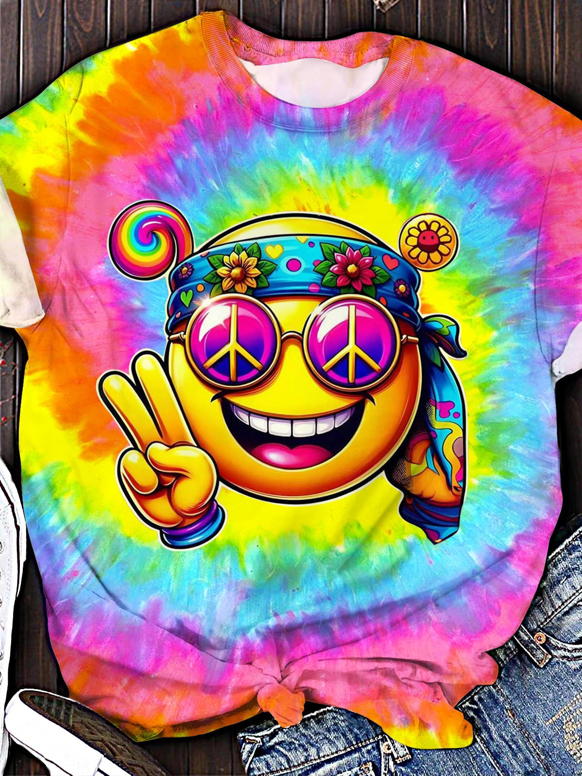 Floral Hippie Cute Print Crew Neck T-shirt