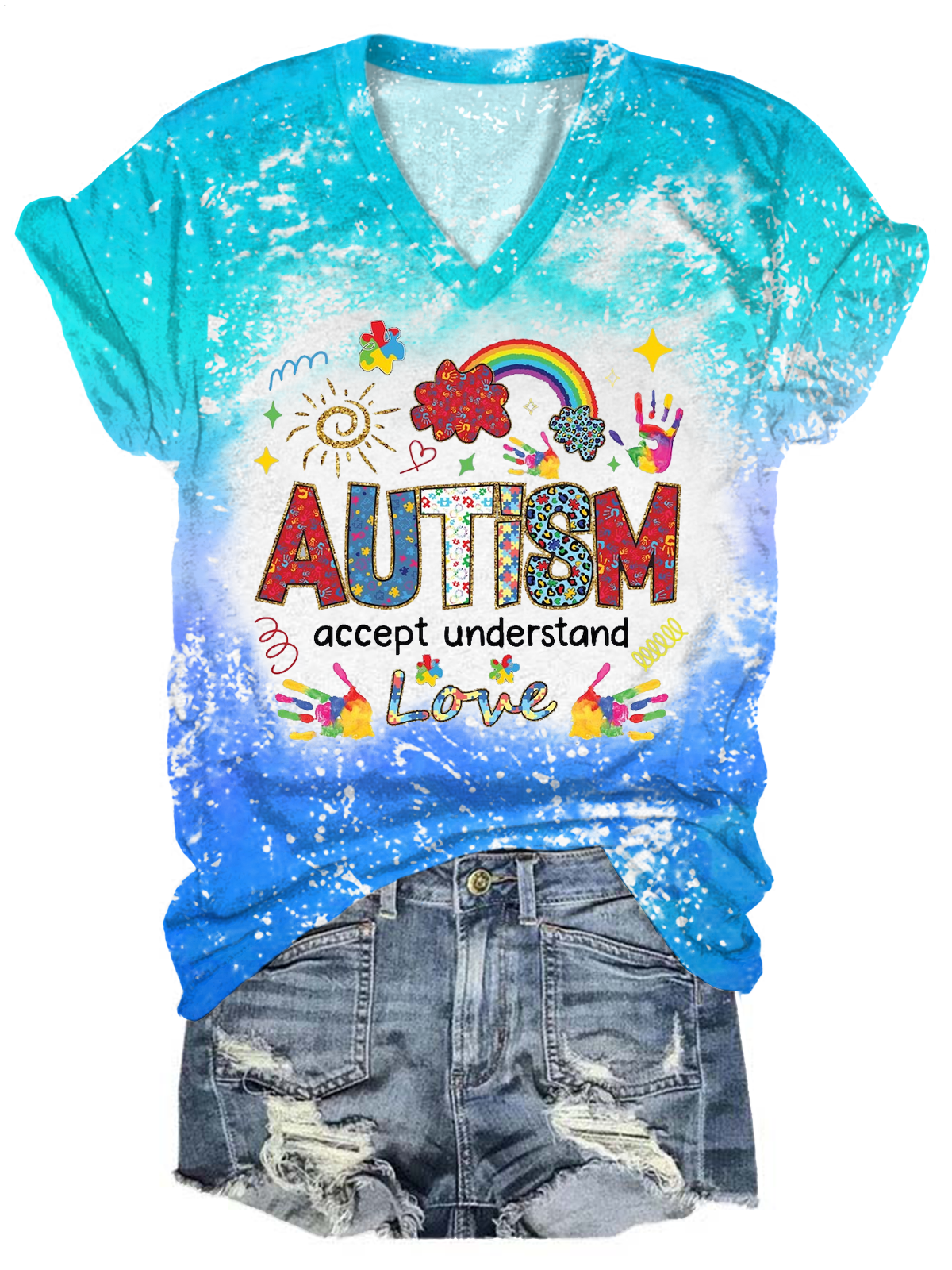 Autism Awareness Accept Understand Love V-neck T-Shirt