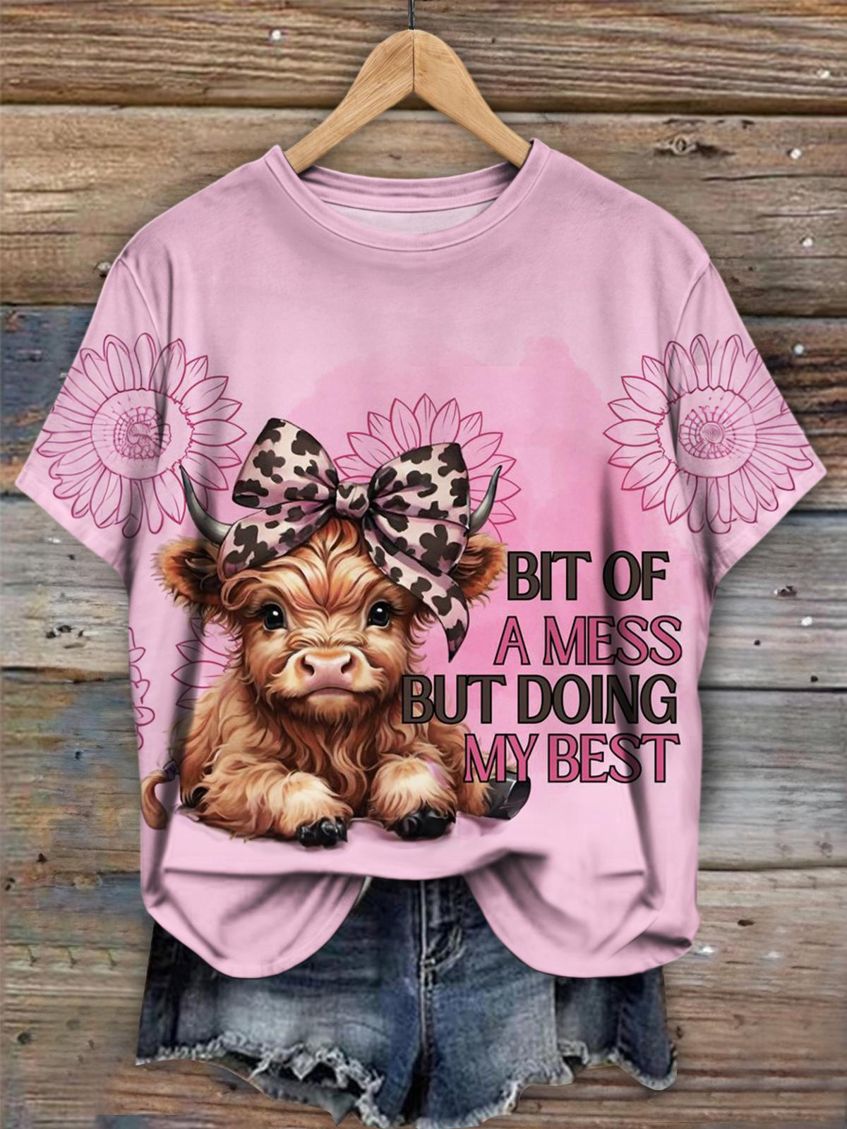 T-shirt imprimé « Un peu en désordre, mais je fais de mon mieux »