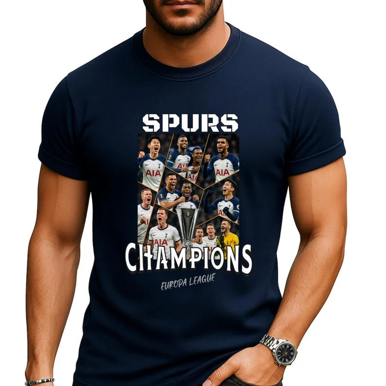 Spurs Europa League Champions Round Neck Short Sleeve Men's T-shirt