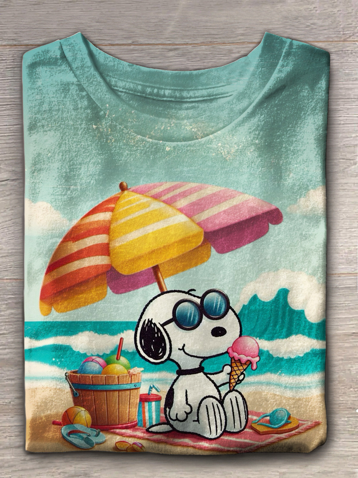 Snoopy Beach Vacations Crew Neck T-shirt