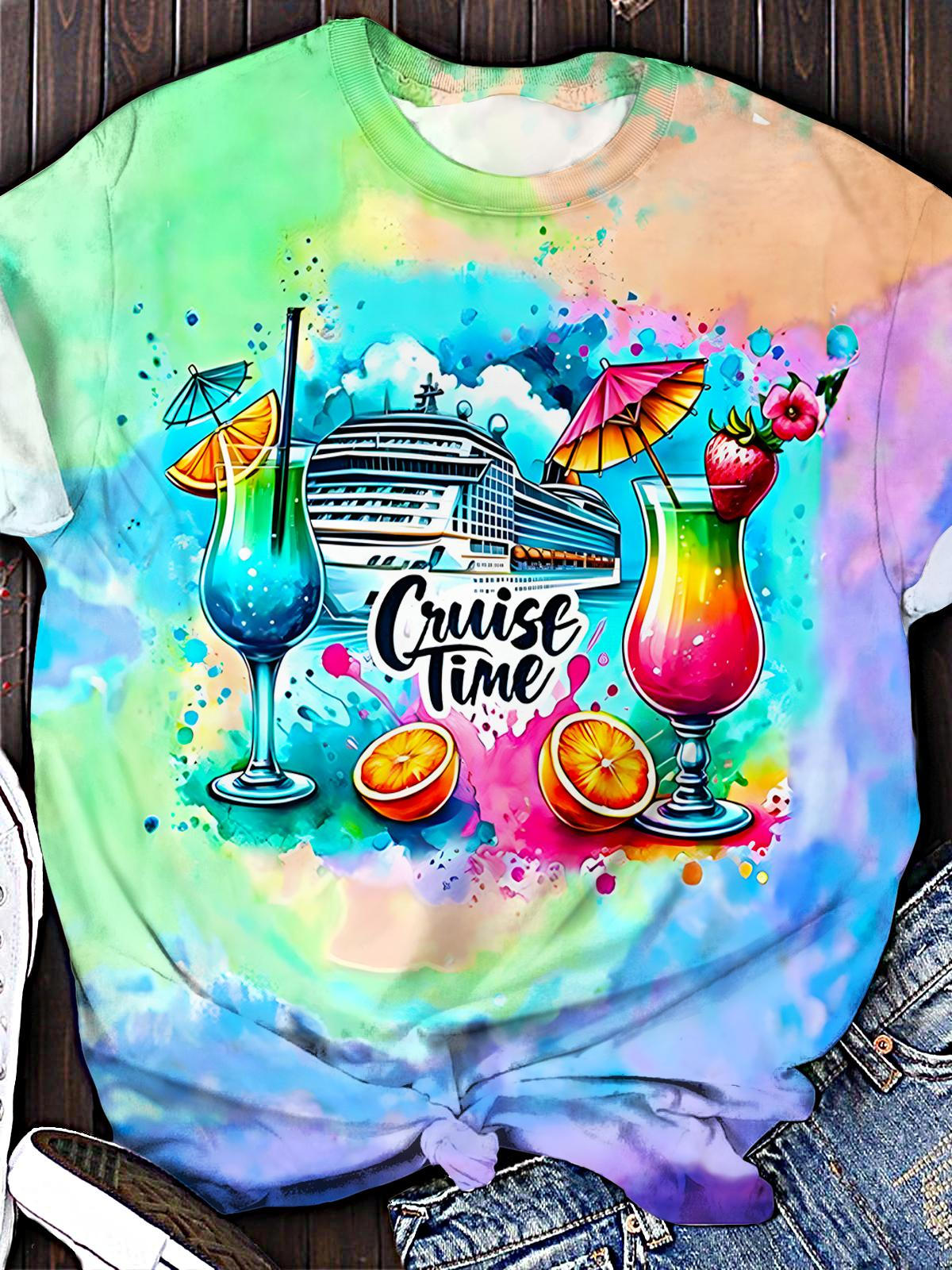 夏休み旅行日帰りクルーネックTシャツ