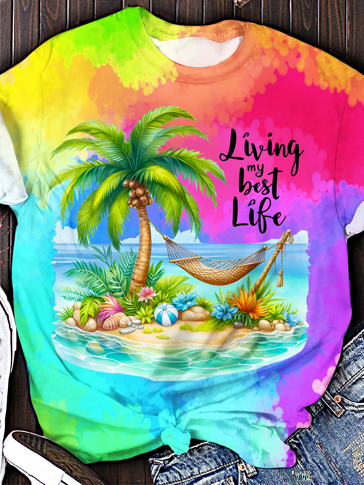 最高の人生を生きるクルーネックTシャツ