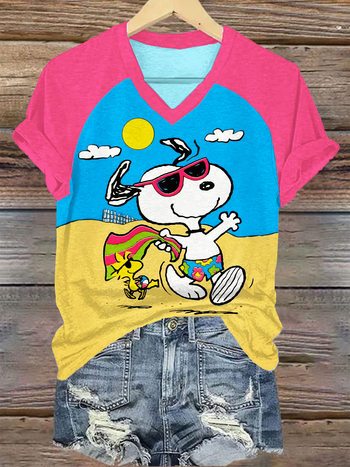 Fun Holiday Beach Vibes Snoopy V-neck T-Shirt