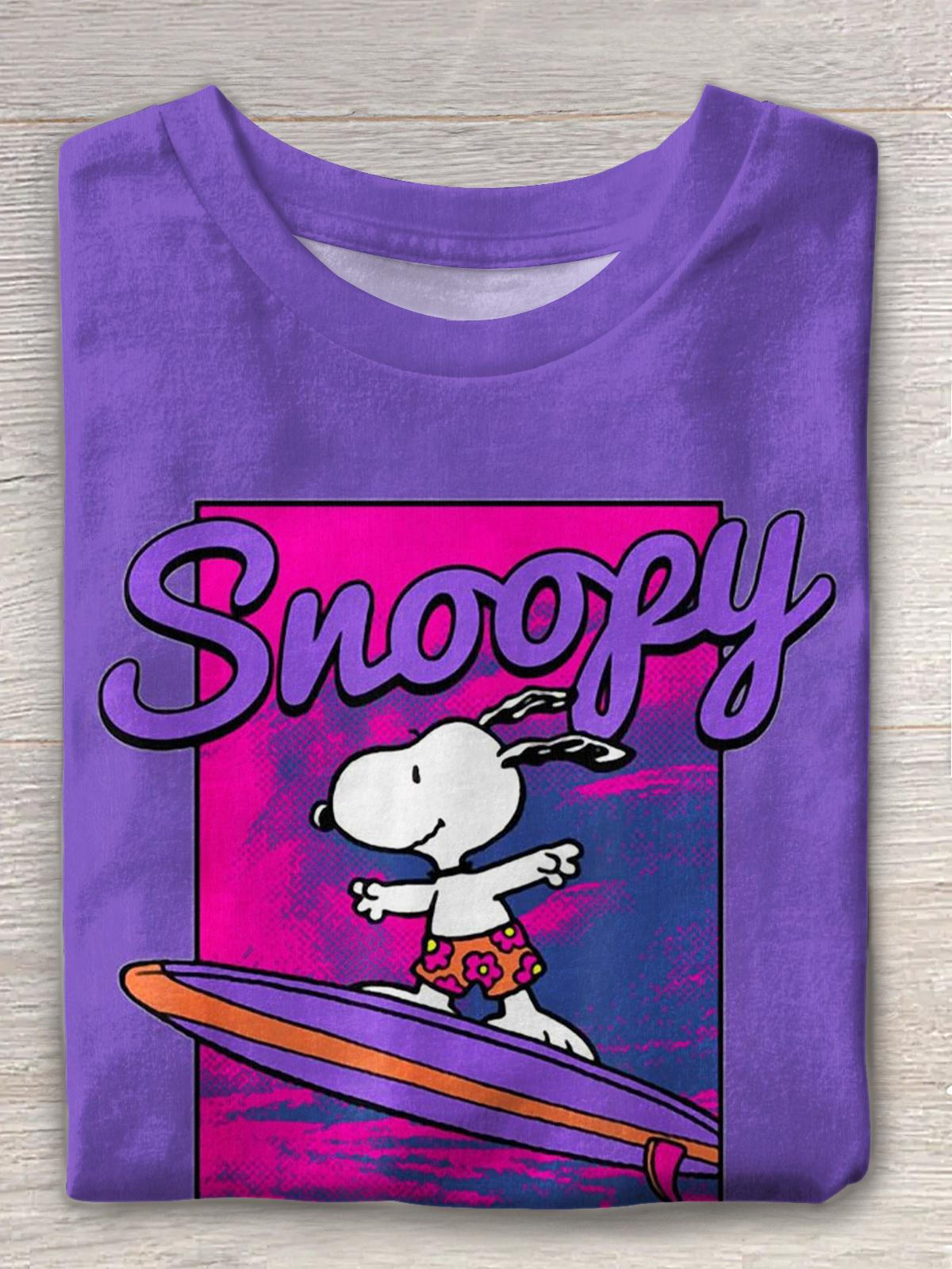 Snoopy Surfing Vacation Printed Crew Neck T-shirt