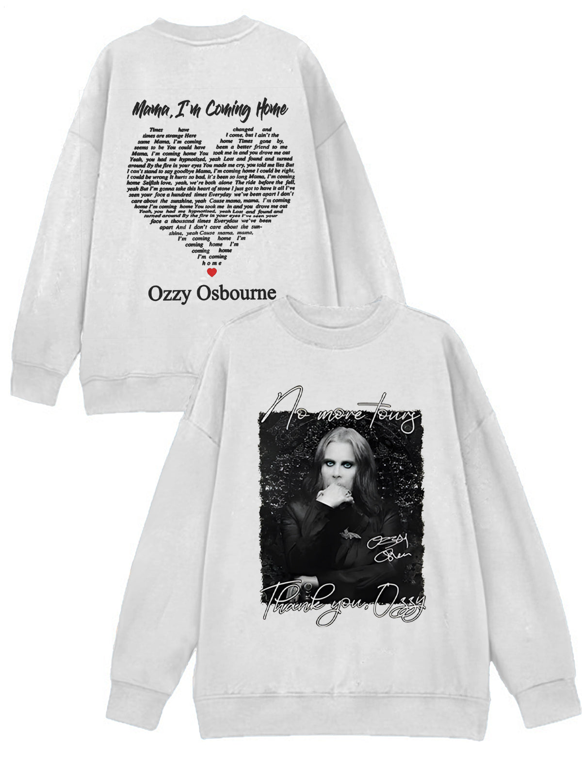 In Memory of Ozzy Osbourne Printed Long Sleeve Casual Top