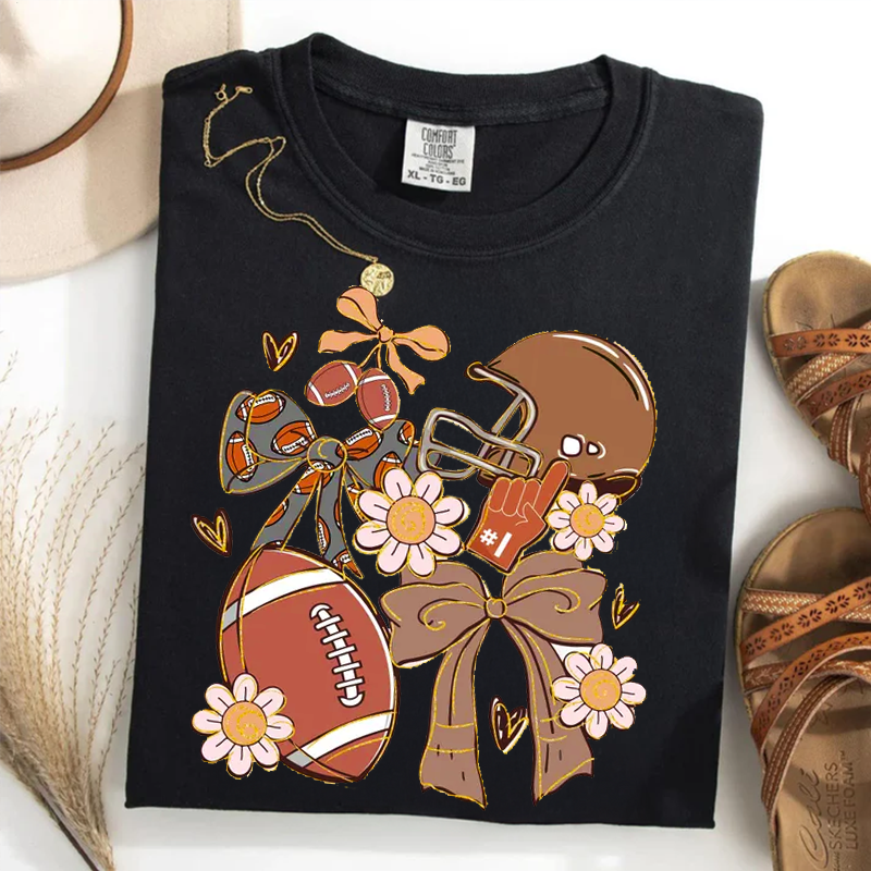 Game Day Football Coquette Retro T-shirt