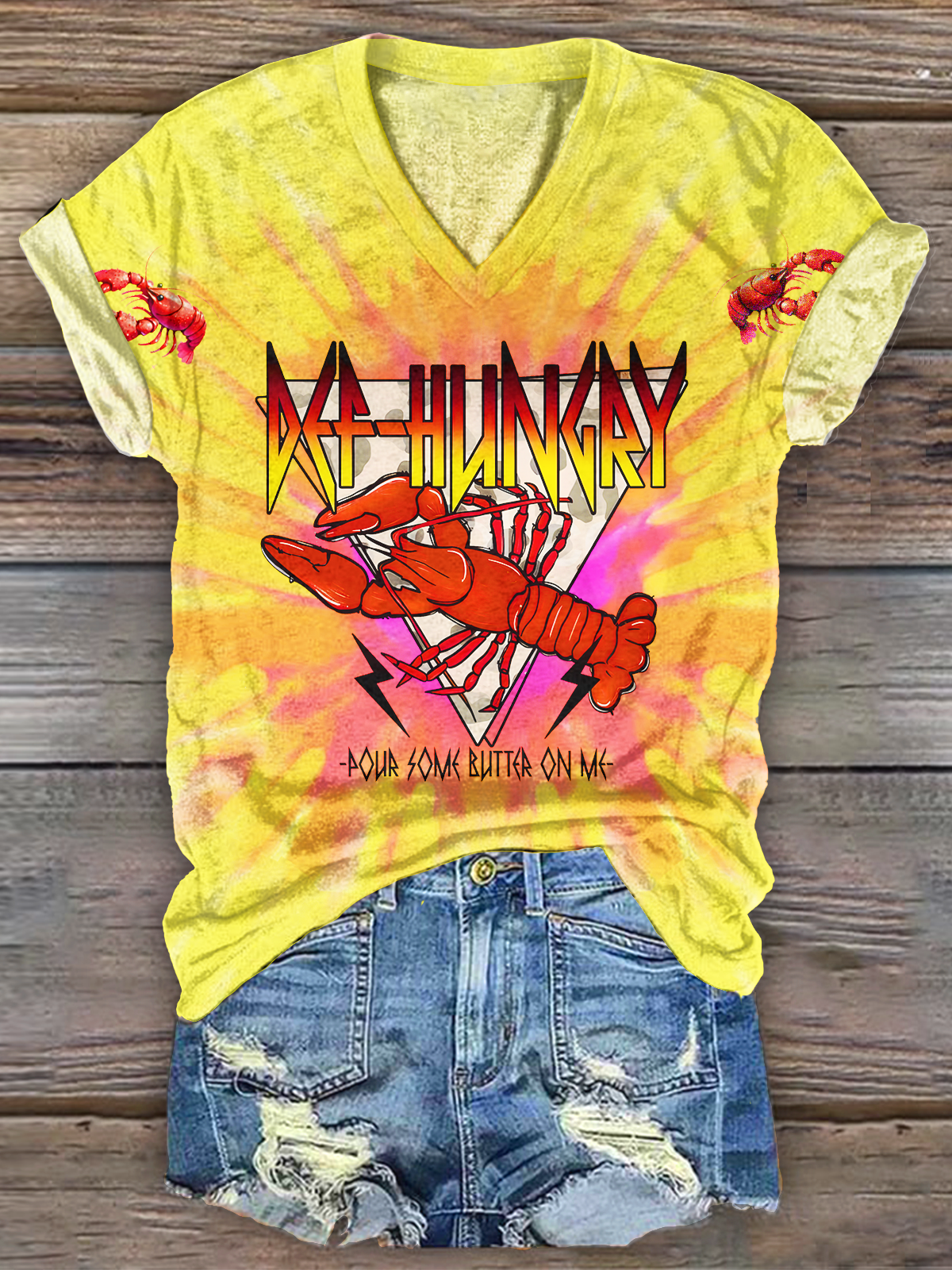 Def-Hungry Pour Some Butter On Me VネックTシャツ
