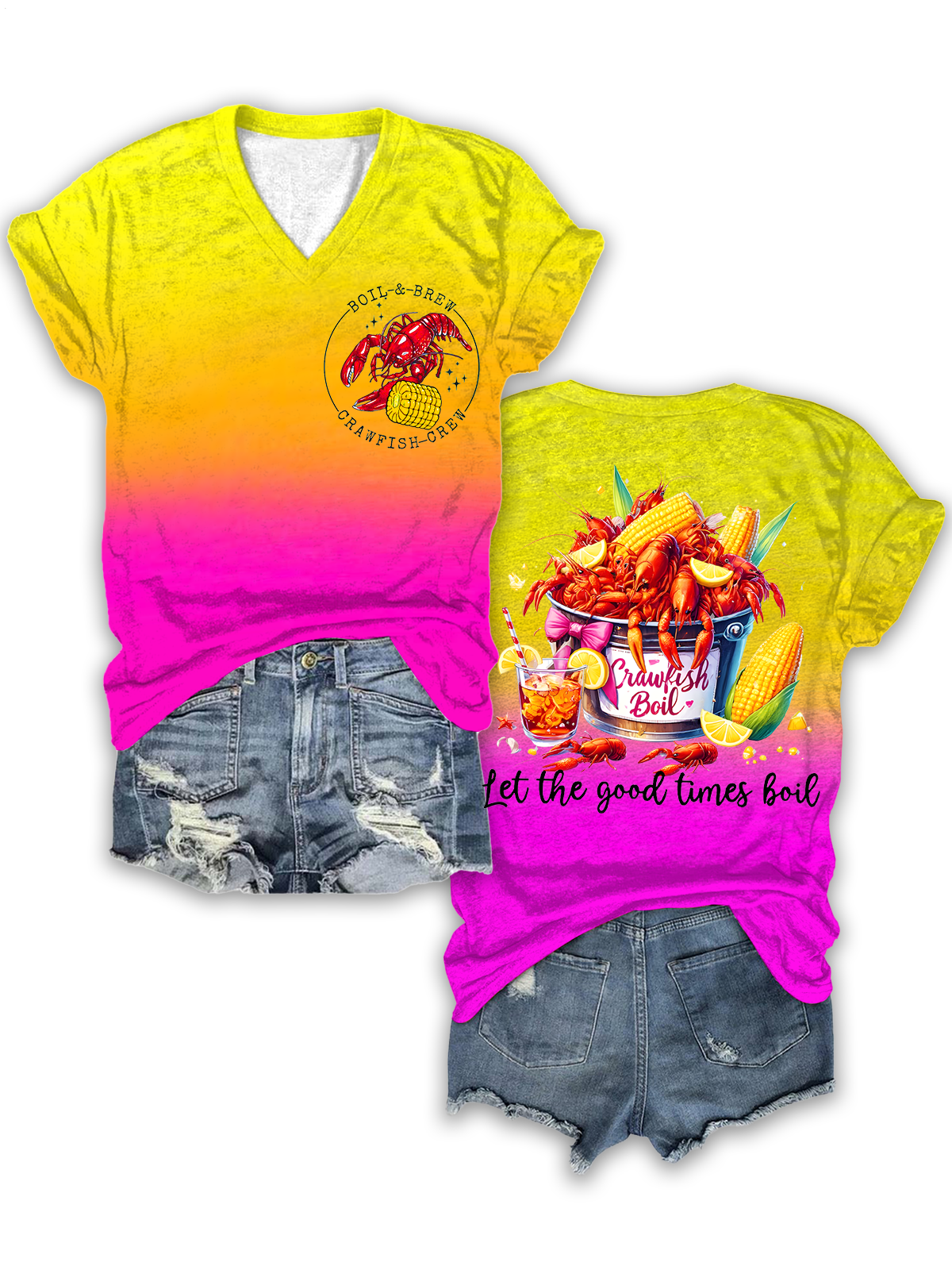 크래피쉬 렛 더 굿즈 보일 아트 V넥 티셔츠