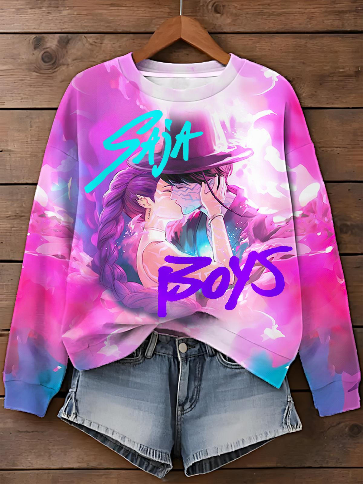 KPop Demon Hunters Printed Long Sleeve Casual Top