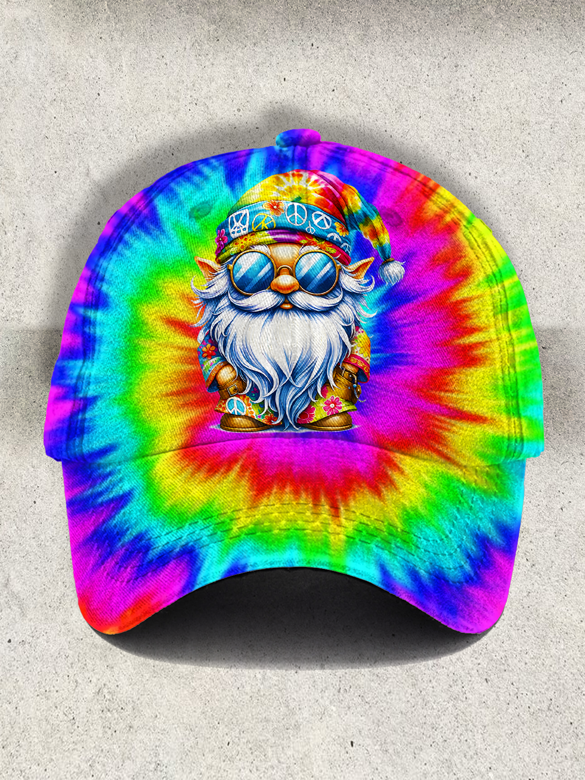 Colorful Tie-Dye Hippie Gnome Unisex Print Baseball Cap
