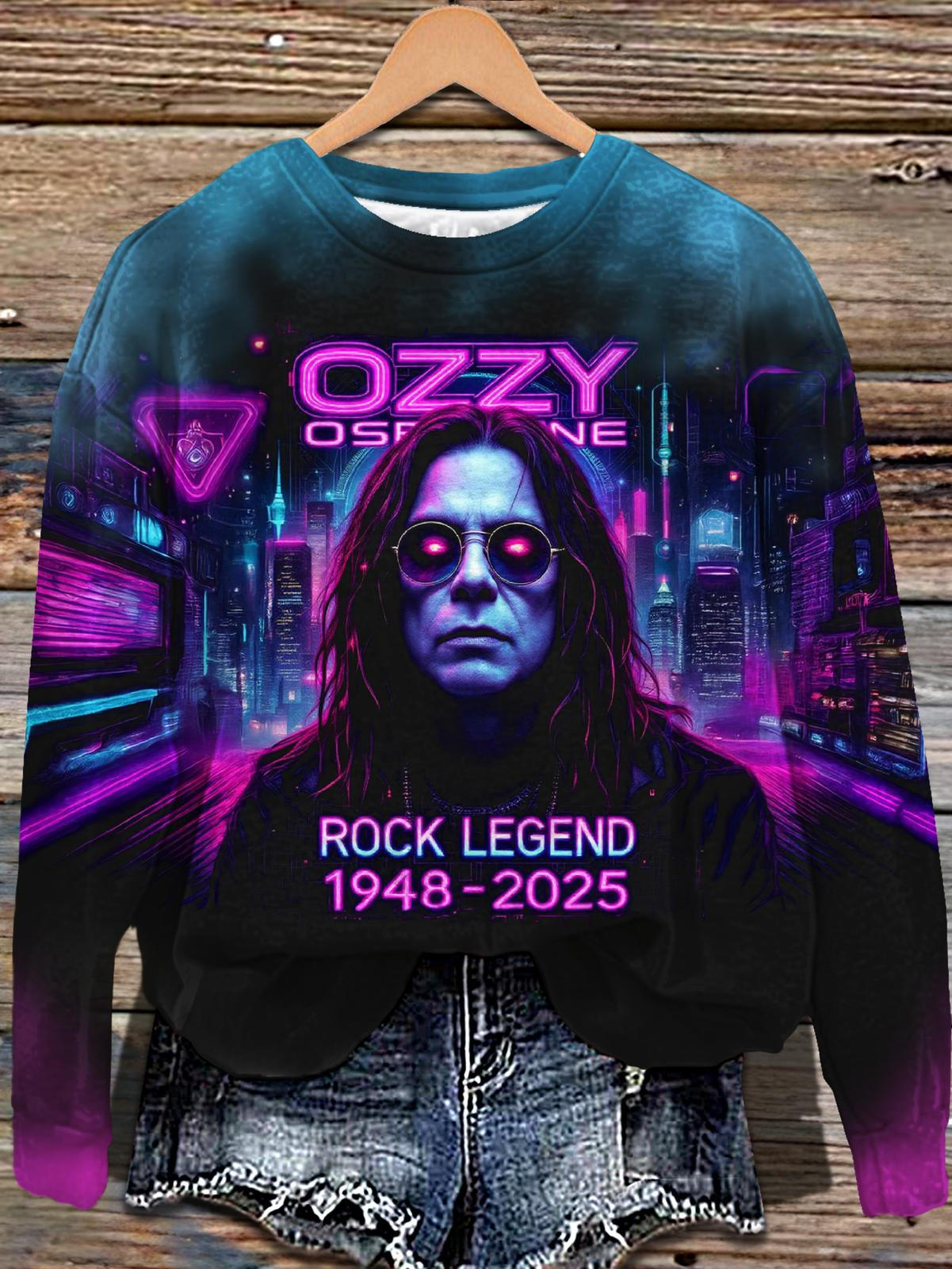Ozzy Osbourne Printed Long Sleeve Casual Top