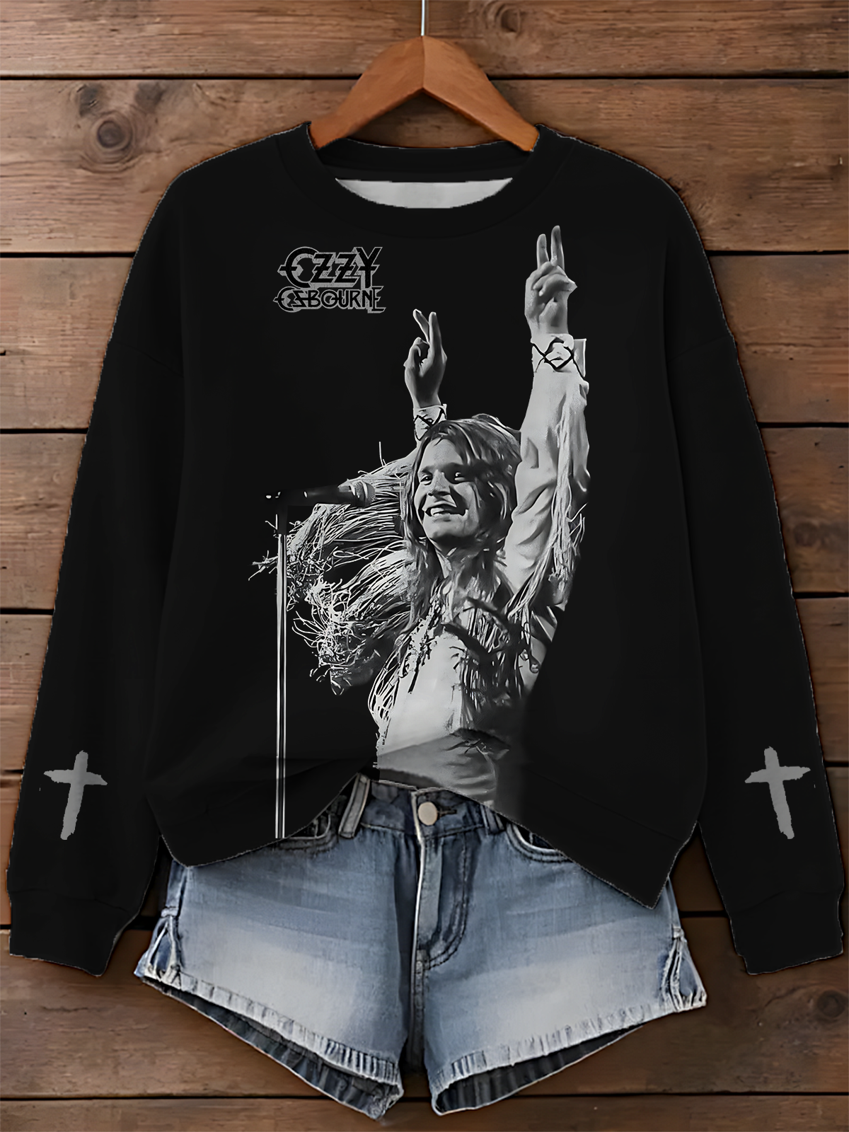 Ozzy Osbourne Printed Long Sleeve Casual Top