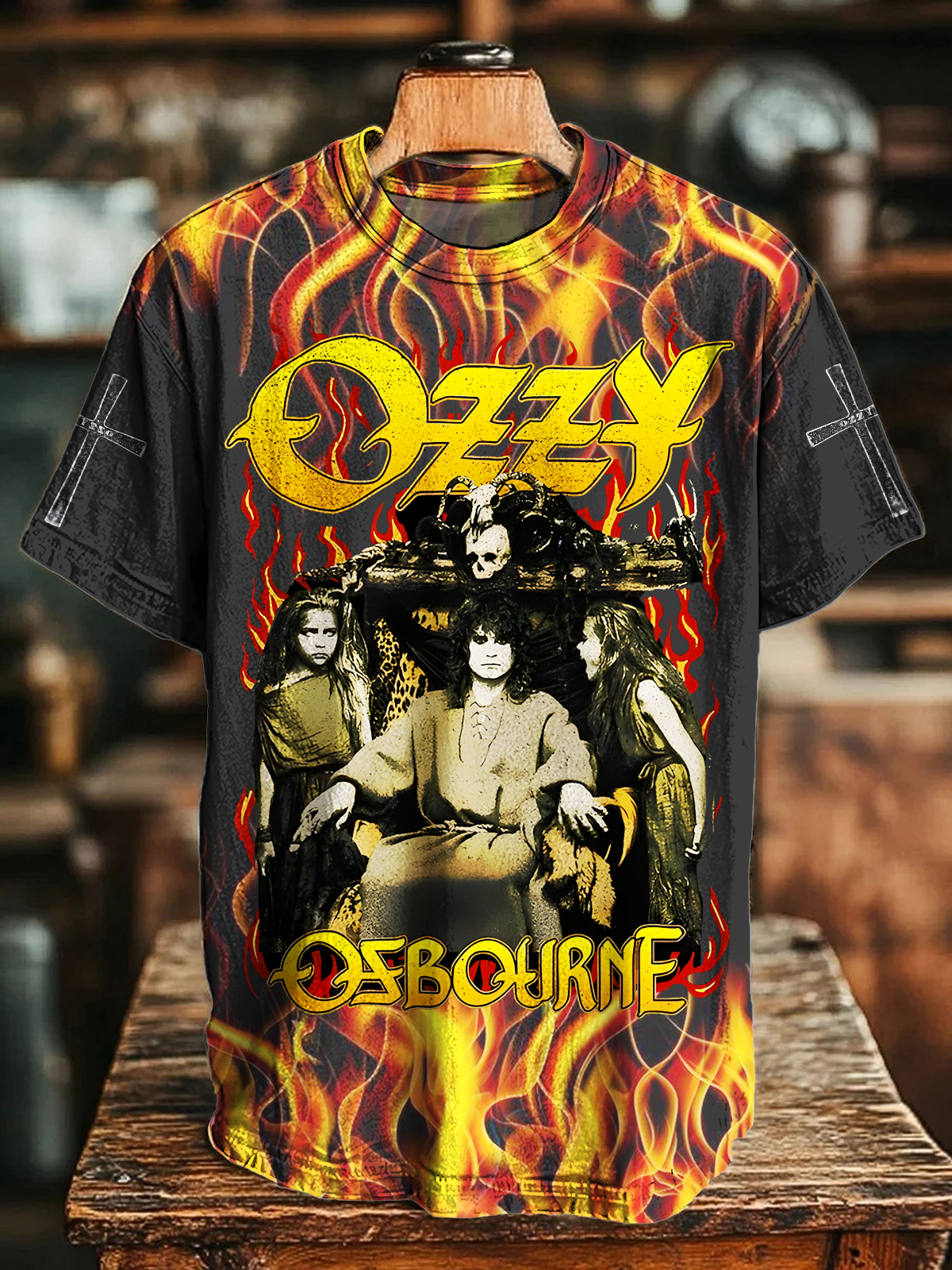 Ozzy Osbourne Red Flame Shower Crew Neck T-shirt