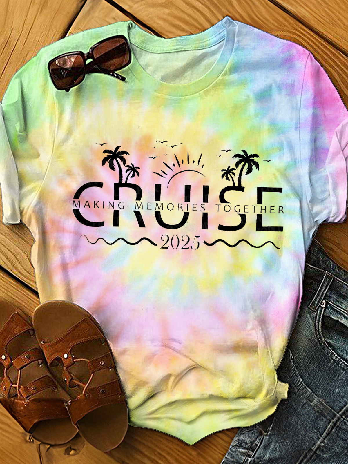 クルーズで思い出を一緒に作ろう クルーネックTシャツ