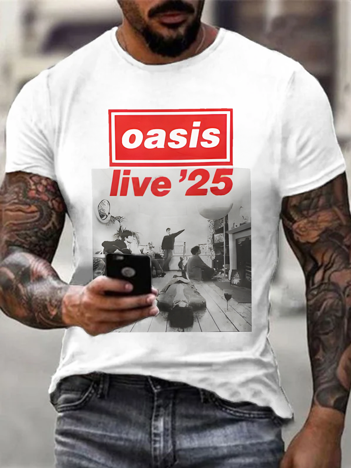 Oasis Music Fans Round Neck Short Sleeve Men's T-shirt