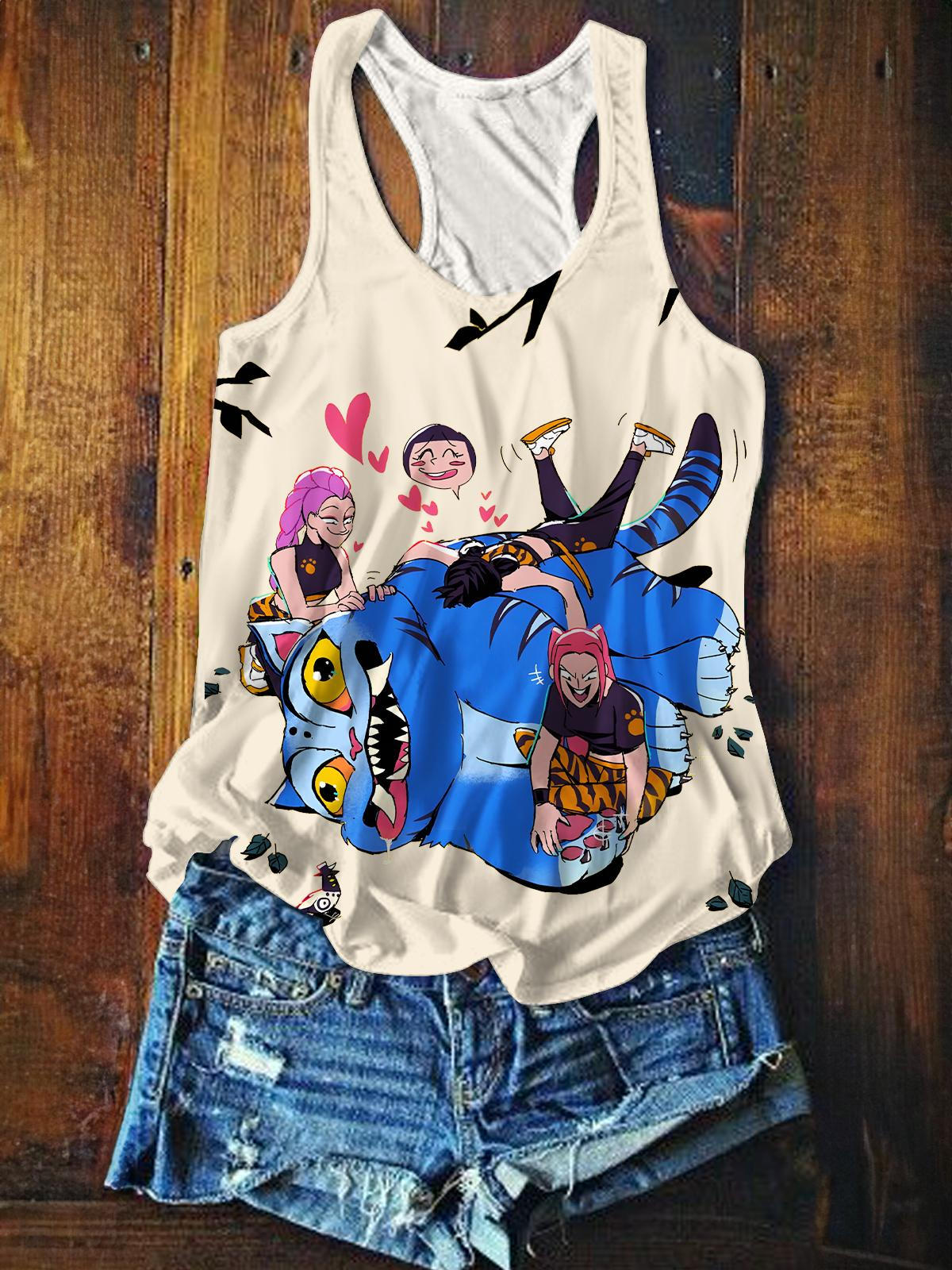 Demon Hunters Printed Casual Tank Top