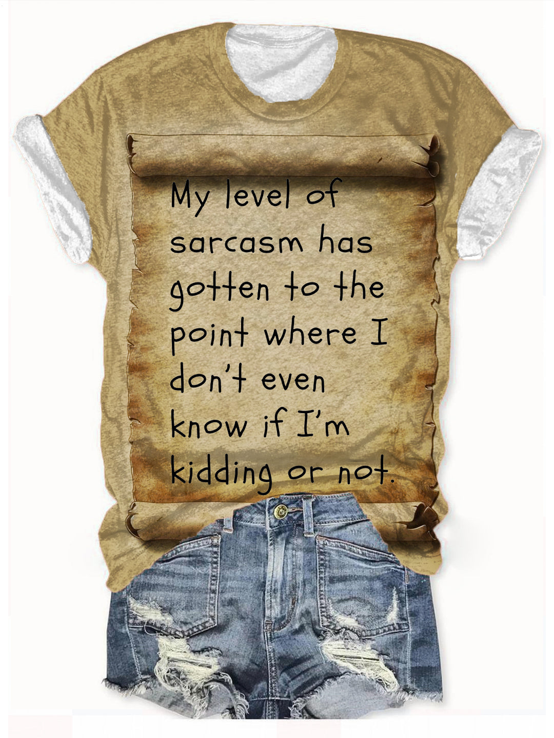 Satirical Art Fun Prints Crew Neck T-shirt