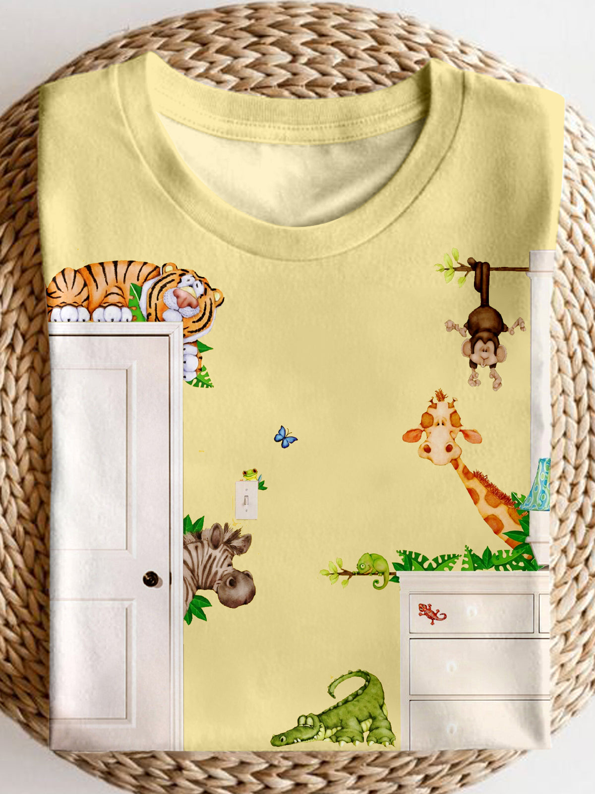 귀여운 동물 크루넥 티셔츠