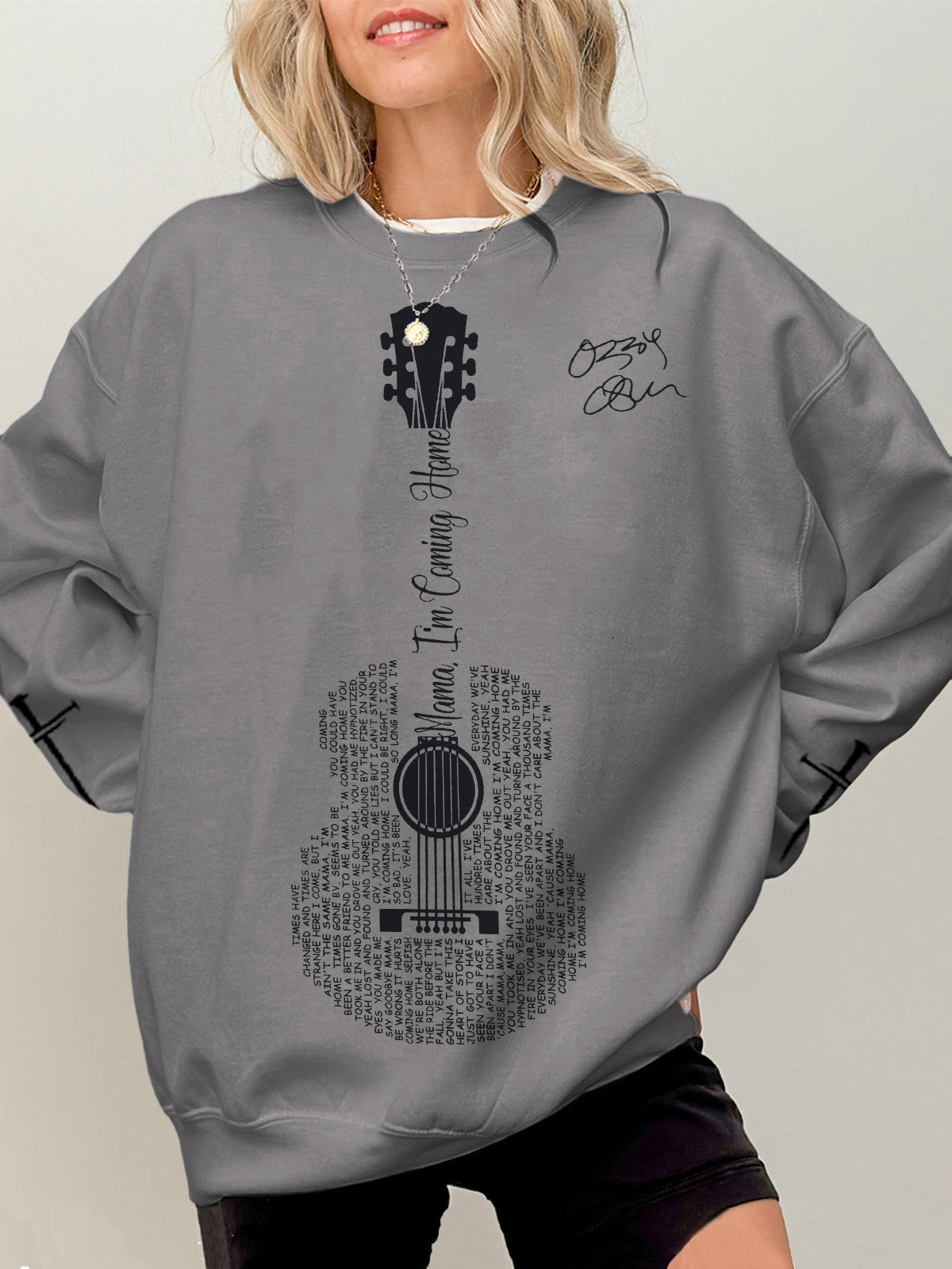 Ozzy Osbourne Music Printed Long Sleeve Casual Top