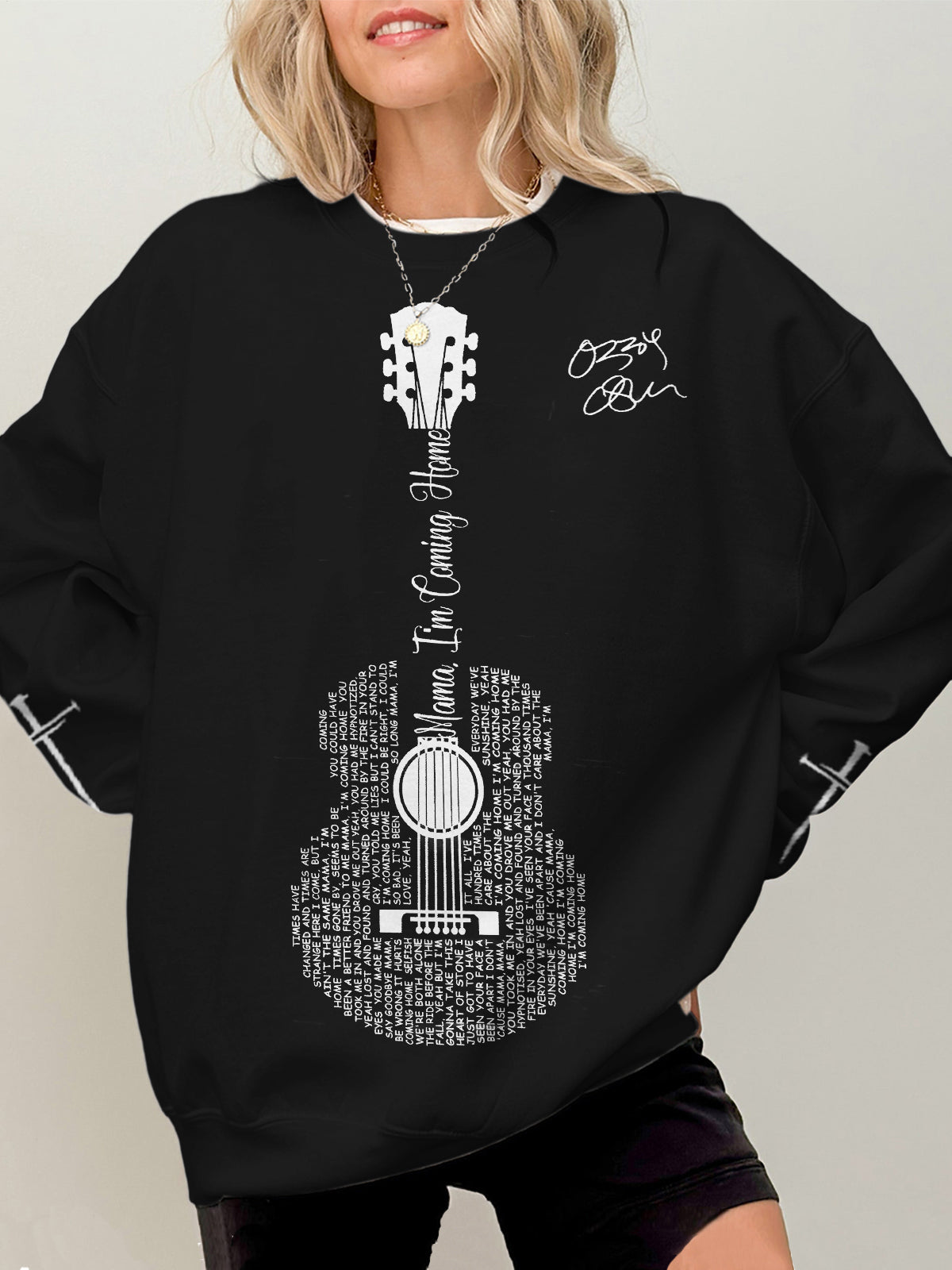 Ozzy Osbourne Music Printed Long Sleeve Casual Top