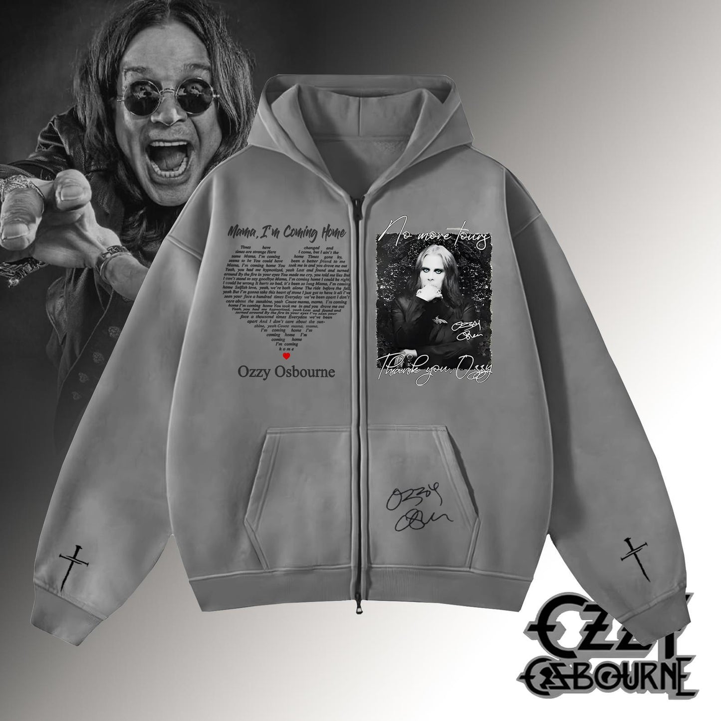 Ozzy Osbourne Zippered Sweatshirt Jacket