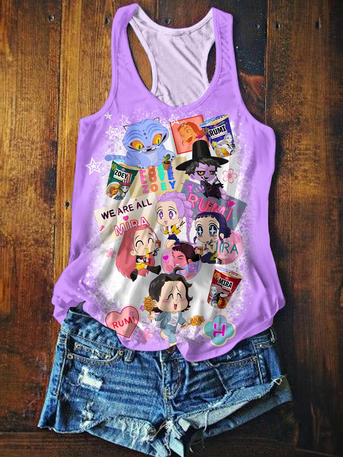 Demon Hunters Printed Casual Tank Top