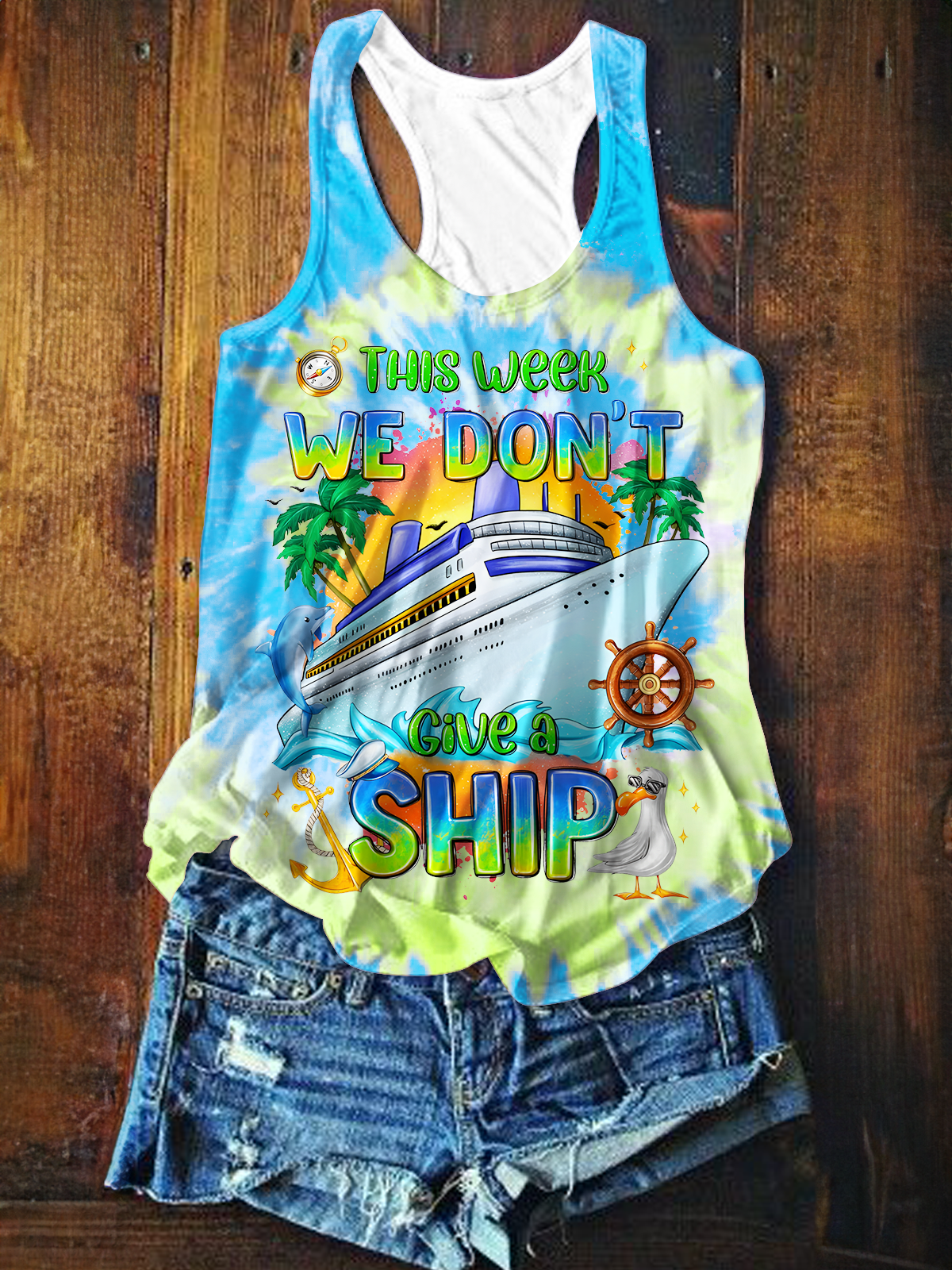 This Week We Don't Give a Ship Printed Casual Tank Top