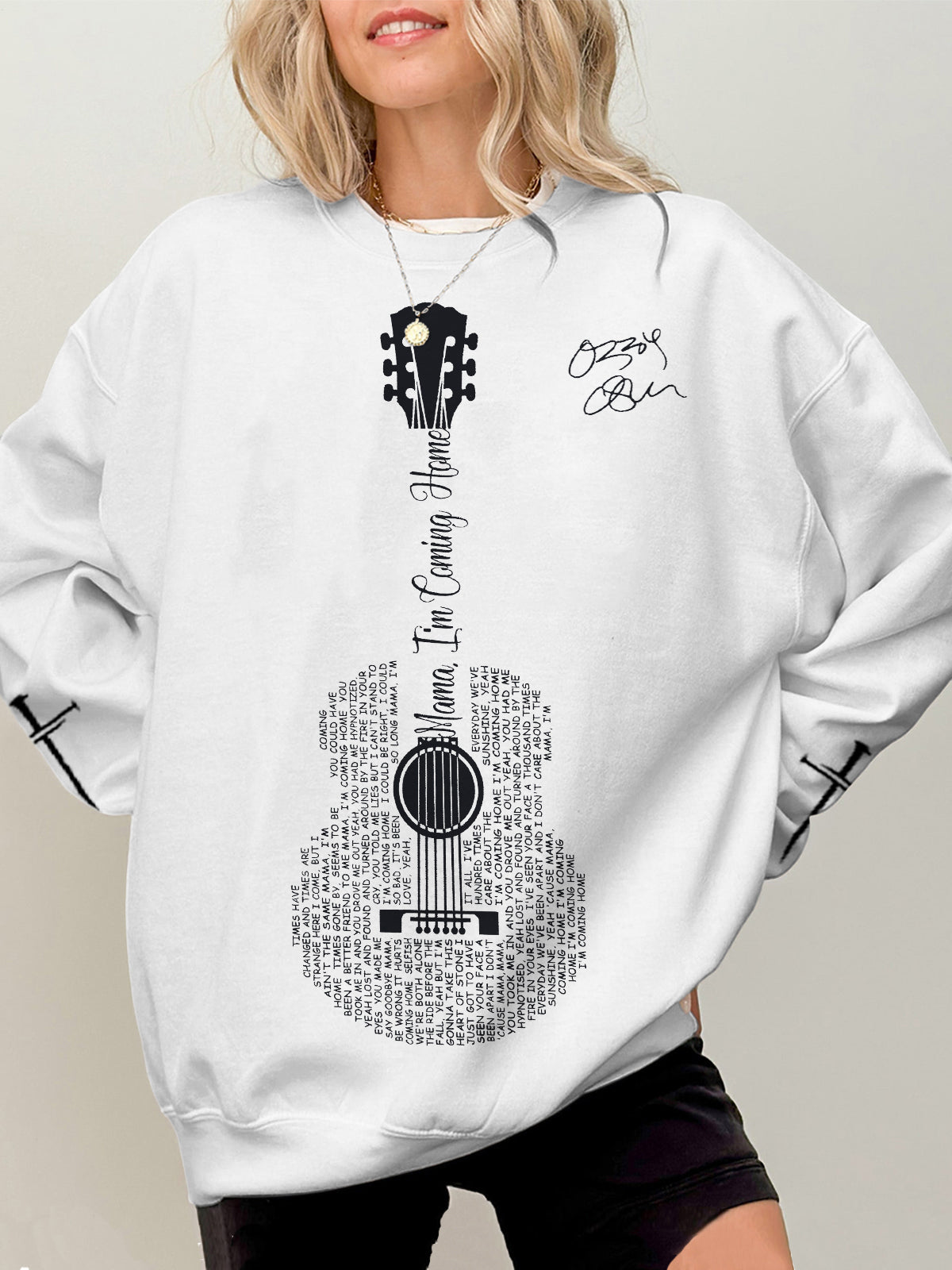 Ozzy Osbourne Music Printed Long Sleeve Casual Top