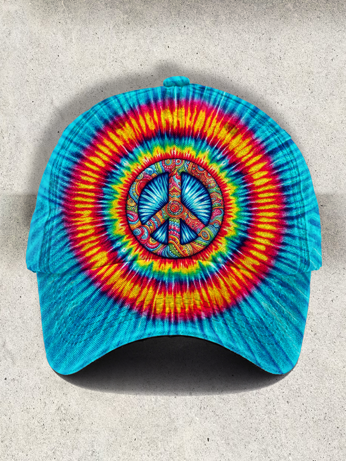 Tie-Dye Hippie Peace Sign Unisex Print Baseball Cap