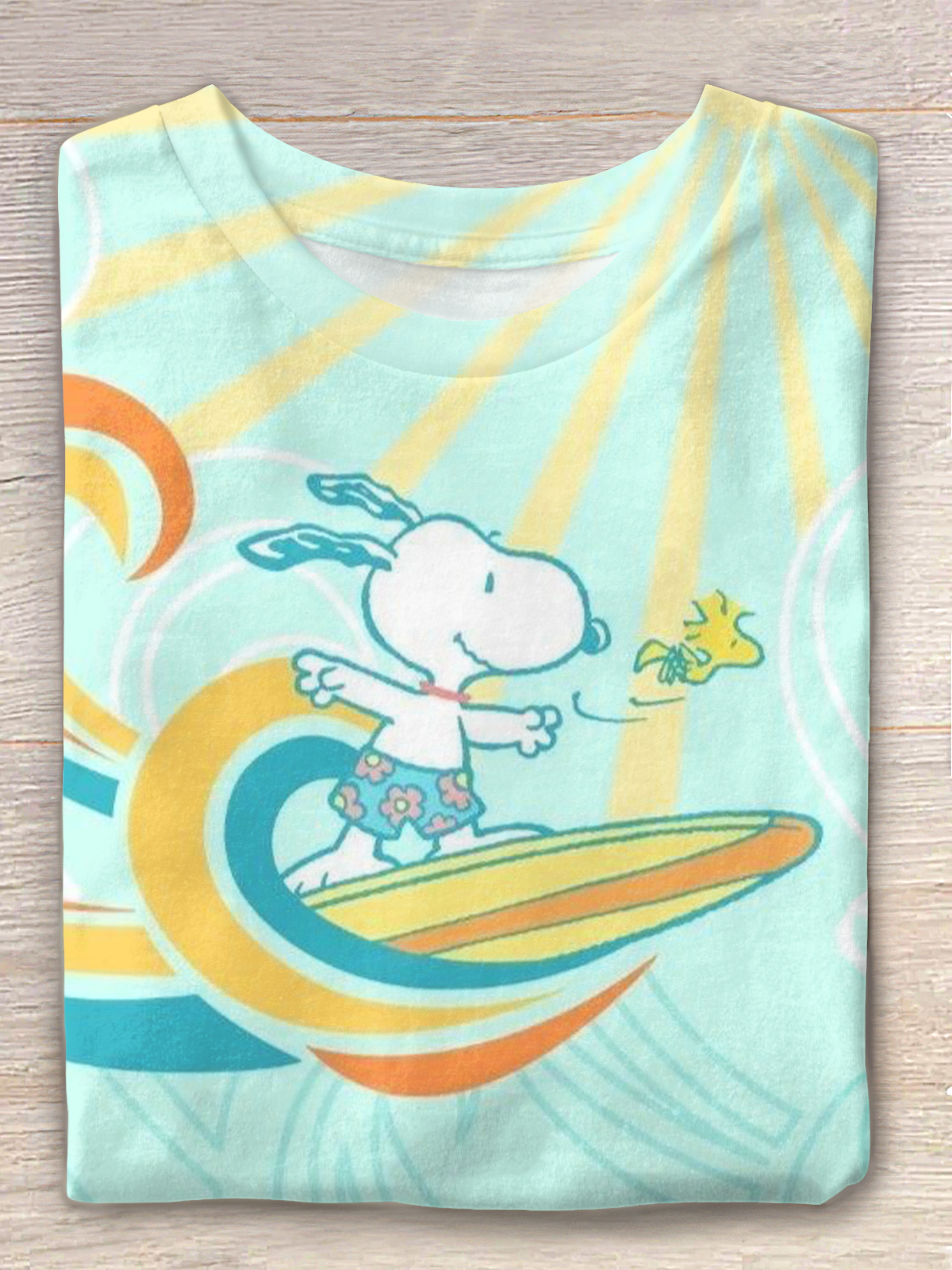 Fun Lazy Vacation Snoopy Surfing Crew Neck T-shirt