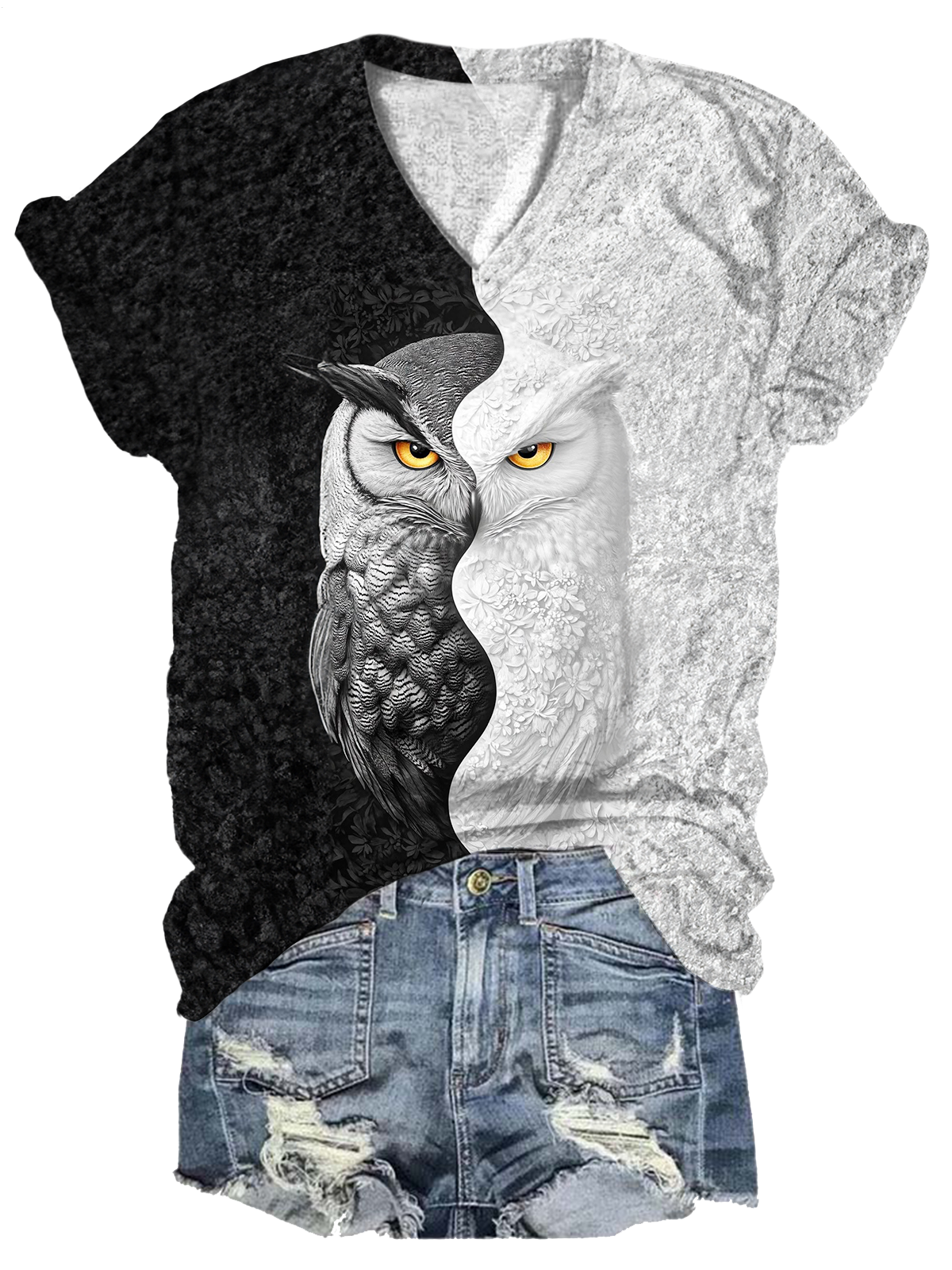 Abstract Owl Art V-neck T-Shirt
