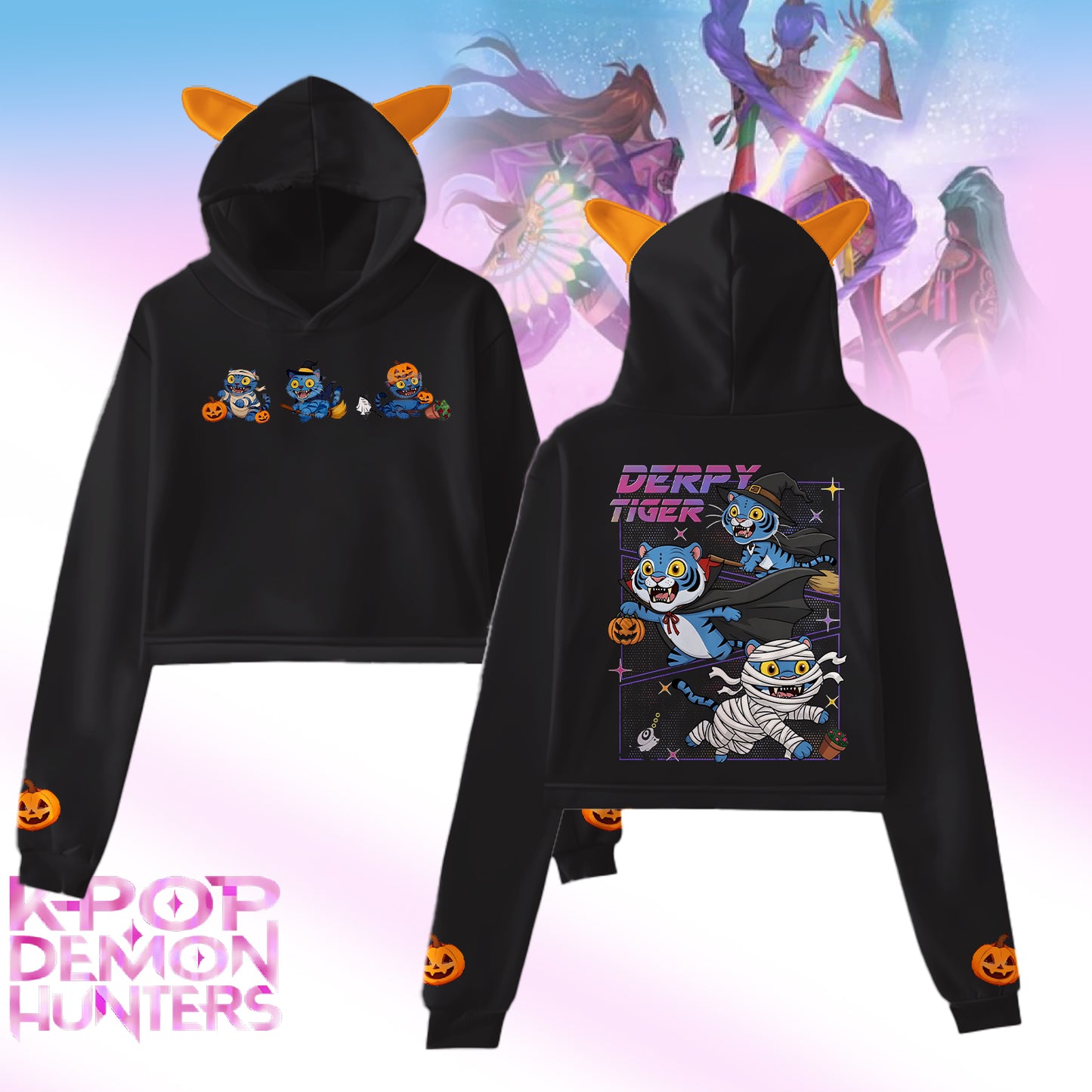 Halloween Demon Hunter Fur Rabbit Long Sleeve Hoodie