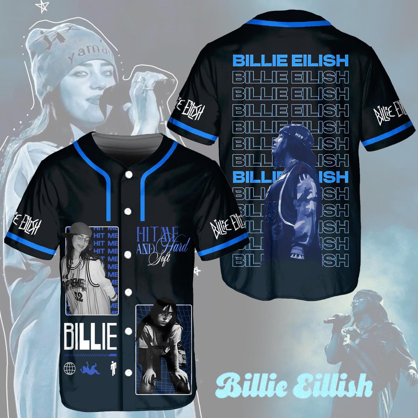 Billie Eilish Hit Me Hard And Soft Tour Baseball Jersey