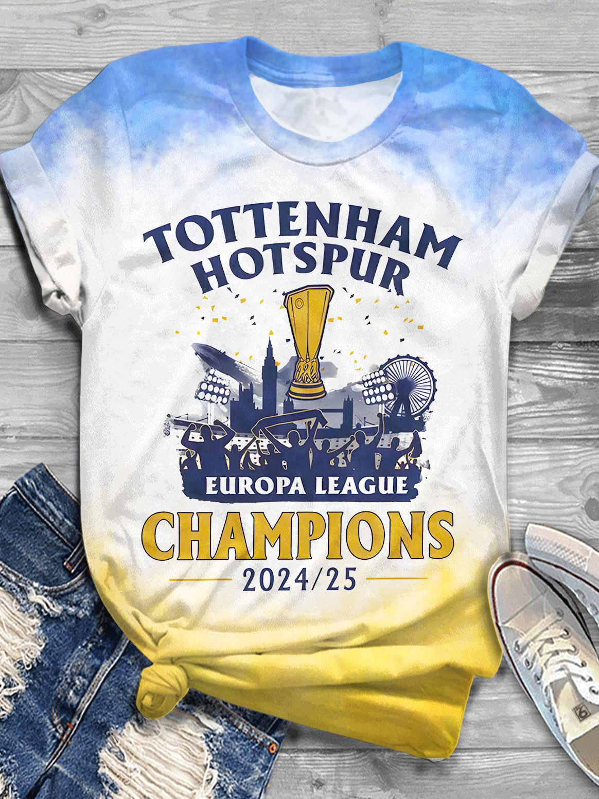Tottenham Hotspur Europa League Champions 2025 Crew Neck T-shirt