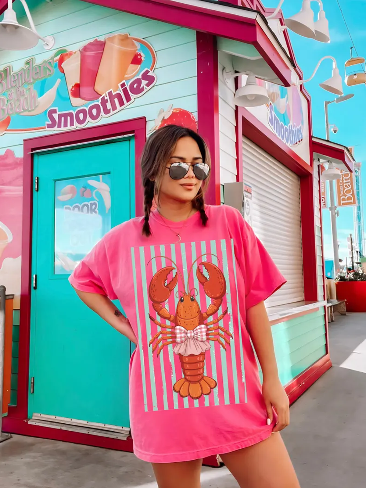 코스탈 에스테틱 코켓 랍스터 크루넥 티셔츠